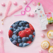 Himbeeren und Blaubeeren Pappteller (Party)