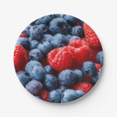 Himbeeren und Blaubeeren Pappteller (Vorderseite)