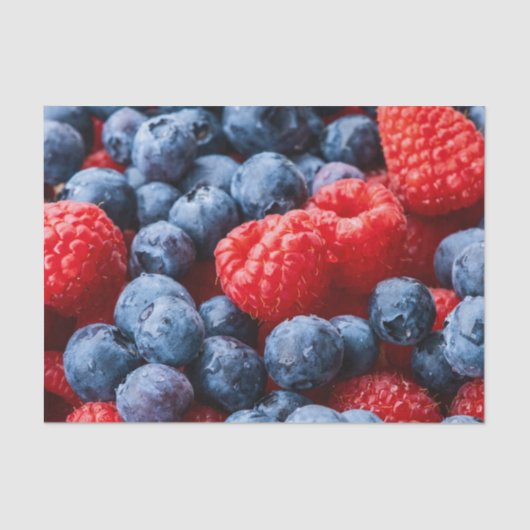Himbeeren und Blaubeeren Seidenpapier (Vorderseite)