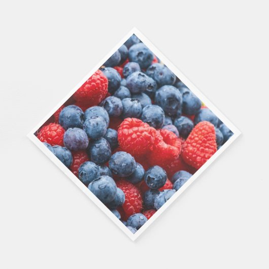 Himbeeren und Blaubeeren Serviette (Ecke)