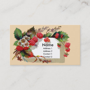 Himbeeren und Blüten viktorianisch Visitenkarte
