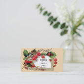 Himbeeren und Blüten viktorianisch Visitenkarte (Stehend Vorderseite)