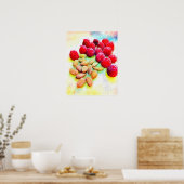 Himbeeren und Mandeln Poster (Küche)