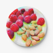 Himbeeren und Mandeln Wasserfarbe Picnisch Pappteller (Vorderseite)