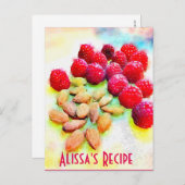 Himbeeren und Mandeln Wasserfarbener gesunder Snac Postkarte (Vorne/Hinten)