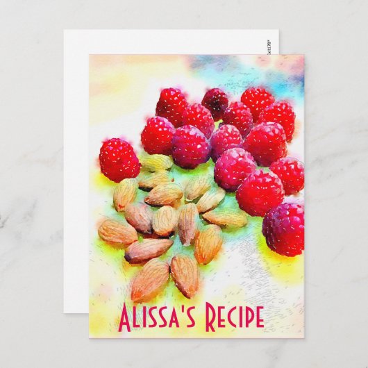 Himbeeren und Mandeln Wasserfarbener gesunder Snac Postkarte (Vorne/Hinten)