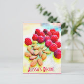 Himbeeren und Mandeln Wasserfarbener gesunder Snac Postkarte (Stehend Vorderseite)
