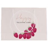 Himbeeren Watercolor Happy Valentine Day Große Geschenktüte (Rückseite)