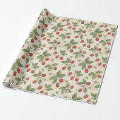 Himbeerfrüchte mit Blättern und Blüten Geschenkpapier (Ungerollt)