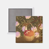 Himbeerkörbe mit goldenem Foto Magnet (Vorderseite/Rückseite)