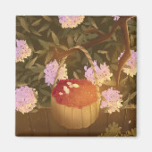 Himbeerkörbe mit goldenem Foto Magnet (Vorne)