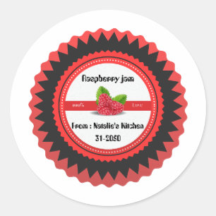 Himbeermarmelade aus Liebe, modern Red Round Stic Runder Aufkleber