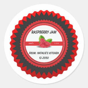Himbeermarmelade aus Liebe Modern Red Round Stic Runder Aufkleber