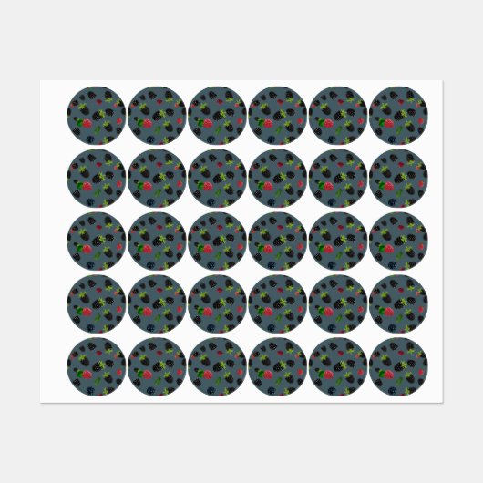 Himbeermuster 2 etiketten (Blatt)