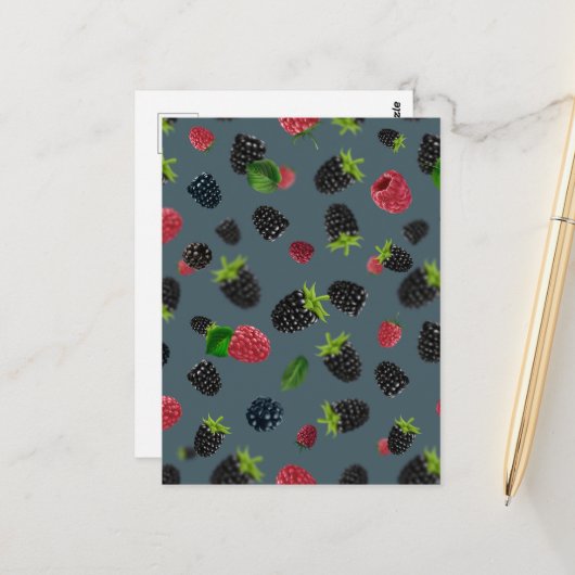Himbeermuster 2 postkarte (Vorderseite/Rückseite Beispiel)