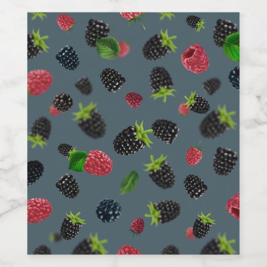 Himbeermuster 2 weinetikett (Einzelnes Label)