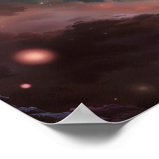 Himbeernebel - Lebhafte kosmische Kunst Poster (Ecke)