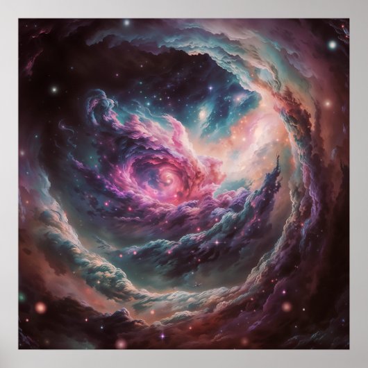 Himbeernebel - Lebhafte kosmische Kunst Poster (Vorne)