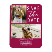 Himbeerrosa 2 Fotos Save-the-Date Hochzeit