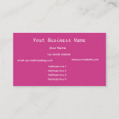 Himbeerrosa, grüne, schwarze Visitenkarte (Rückseite)