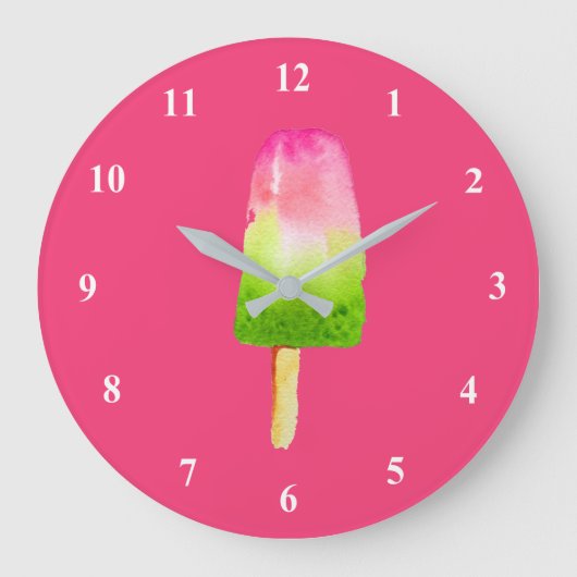 Himbeerrosa Popsiv Sommer Große Wanduhr (Vorderseite)