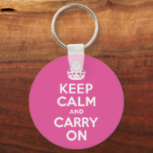 Himbeerrosa Ruhe bewahren und weiter tragen Schlüsselanhänger (Vorderseite)