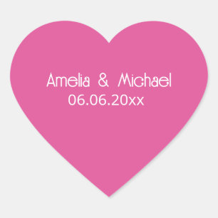 Himbeerrosa Save-the-Date Herz-Aufkleber