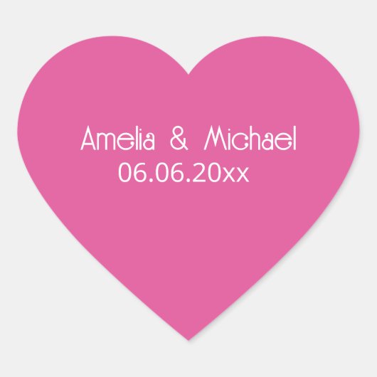 Himbeerrosa Save-the-Date Herz-Aufkleber (Vorderseite)