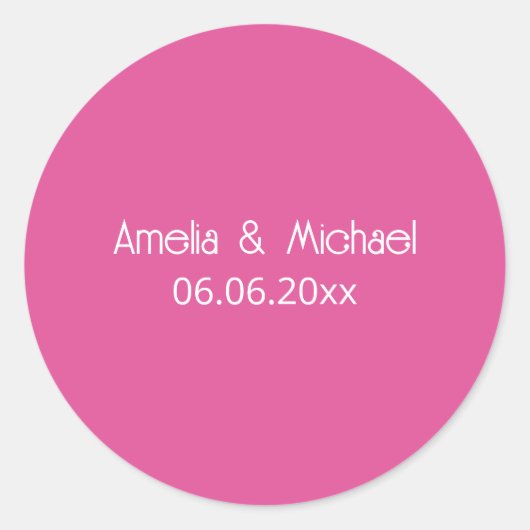 Himbeerrosa Save-the-Date Runder Aufkleber (Vorderseite)