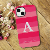 Himbeerrosa Streifen, benutzerdefinierte Monogramm Case-Mate iPhone Hülle