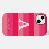 Himbeerrosa Streifen, benutzerdefinierte Monogramm Case-Mate iPhone Hülle (Rückseite (Horizontal))
