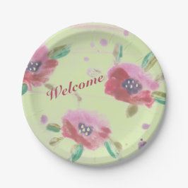 Himbeerrosa und Burgund Wasserfarbe Pappteller