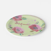 Himbeerrosa und Burgund Wasserfarbe Pappteller (Schrägansicht)