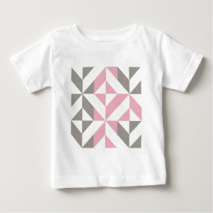 Himbeerrosa und silberner geometrischer Zickzack Baby T-shirt