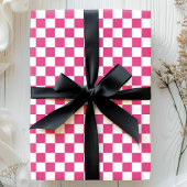 Himbeerrosa und weißes Schachbrettmuster Geschenkpapier
