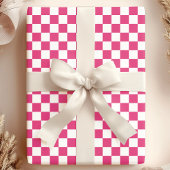 Himbeerrosa und weißes Schachbrettmuster Geschenkpapier