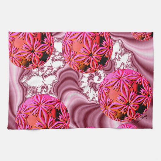 Himbeerrosa Vision, abstrakte Schnee-Flocken Handtuch (Horizontal)