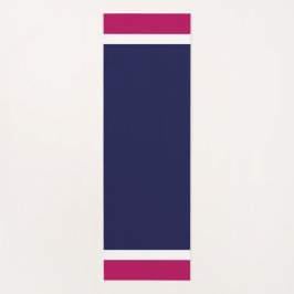 Himbeerroter, weißer Rand, Streifen auf Navy Blue Yogamatte