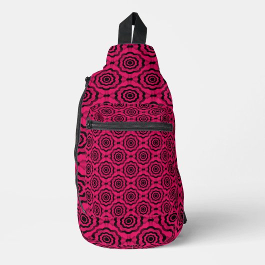 Himbeerschwarze Blume Nahtloses Muster Crossbody Bag (Vorderseite)