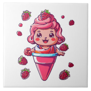 Himbeersorbet Kawaii Fliese