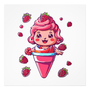 Himbeersorbet Kawaii Fotodruck