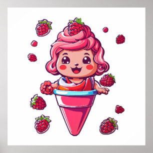 Himbeersorbet Kawaii Poster