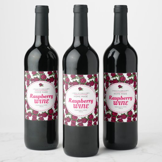 Himbeerwein zeichnend Himbeeren Weinetikett (Flaschen)