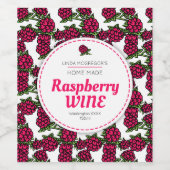 Himbeerwein zeichnend Himbeeren Weinetikett (Einzelnes Label)
