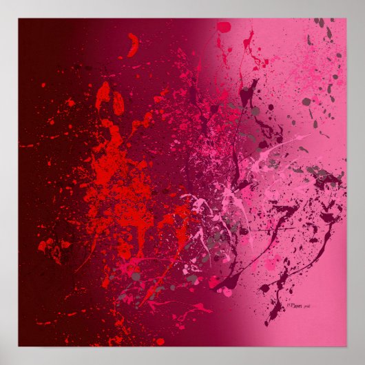 Himbeerwirbel: Abstrakte Spritzkunst Poster (Vorne)