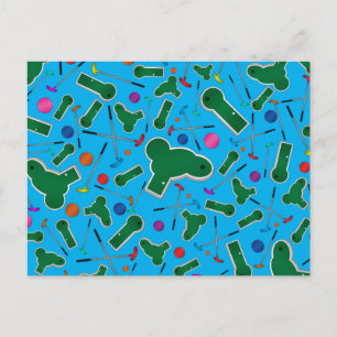 Himblaues Minigolfmuster Postkarte
