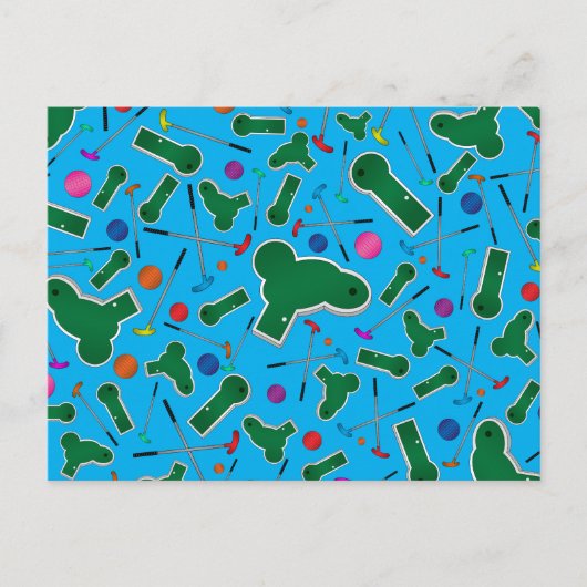 Himblaues Minigolfmuster Postkarte (Vorderseite)