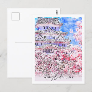 Himeiji-Schloss Japan Reiseort Wasserfarbe Postkarte