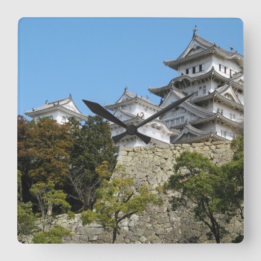 Himeji Castle 姫 路 城, Hyogo, Japan Quadratische Wanduhr (Vorderseite)