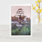 Himeji Castle, Hiroshi Yoshida, Woodcut Karte (Gelbe Blume)